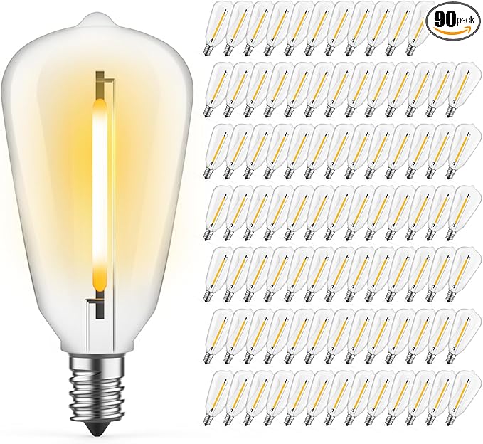 90 Pack ST38 LED Replacement String Light Bulbs, 1Watt Equvanlent to 7Watt Incandescant Bulb, Shatterproof E12 LED Bulb for Outdoor Patio Garden Vintage String Lights, Dimmable, 2700K