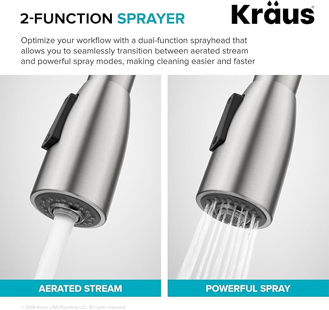 KRAUS Coda 2-Function Single Handle Pull Down Kitchen Faucet in Matte Black, KPF-1626MB