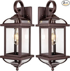 18” Large Outdoor Light Fixtures Oil Rubbed Bronze 2 Pack, Exterior Lights House Porch Lights Outside Sconces Anti-Rust Aluminum Patio Wall Lanterns Brown Wall Mount Lamps, IP65 Waterproof