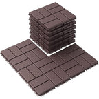 Goovilla Plastic Interlocking Deck Tiles, 9 Pack Outdoor Patio Flooring, 12"x12" Interlocking Decking Tile Outdoor All Weather Use, Waterproof Patio Pavers for Pool Balcony Backyard Porch, Dark Brown