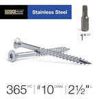 Deck Plus 2-1/2 Inch Epoxy Coated Exterior Wood and Fence Screws #10 x 2-1/2" Torx/Star Drive Included Coarse Thread, Outdoor Rust Resistant Decking Screw, Silver, 5lb Box, 365 Pieces | 48465