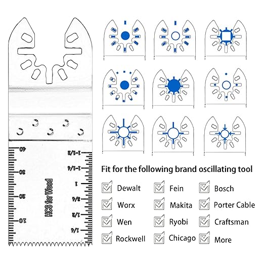 100pcs Oscillating Saw Blades Universal Wood Multitool Blades Quick Release Oscillating Tool Blades Kits Fit Porter Cable Black & Decker Rockwell Ridgid Ryobi Milwaukee Chicago Craftsman