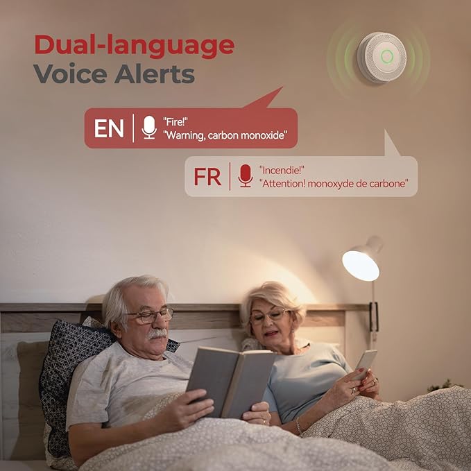 Hardwired Smoke and Carbon Monoxide Detector with Voice Alert,Wired Interconnected Smoke Alarm and Carbon Monoxide Detector Battery Backup,Fire Alarms and CO Detector for Home, 5-Pack