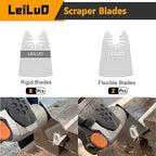LEILUO Oscillating Tool Scraper Blade Set 10 PCS – 8 Rigid & 2 Ultra Flexible Blades for Removing Paint Caulk Adhesive Compatible with DeWalt Makita Milwaukee Dremel and More