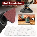 100pcsTriangle Sanding Paper Set, 60-240 Grit, Fits 3-1/8" Oscillating Tools - Aluminum Oxide Hooks & Loop for Wood, Metal, Drywall