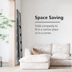 5 Step Ladder, Folding Step Stool with Handgrip and Anti-Slip Wide Pedal, Portable Iron Stepladder for Kitchen, Home, Library, Office (300 lbs Capacity) - Black