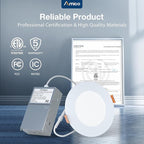 Amico 24 Pack 4 Inch 5CCT Ultra-Thin LED Recessed Ceiling Light with Junction Box, 2700K/3000K/3500K/4000K/5000K Selectable, 800 Lumens, Dimmable Canless Wafer Downlight, 10W Eqv 60W-ETL&FCC