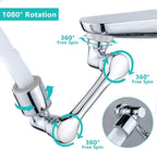 1080°Swivel Faucet Extender, Sink Water Faucet Aerator Extension in Brass, Swivel Robotic Arm Bathroom Faucet Extender, Kitchen Rotating Extension Filter with 2 Mode Splash