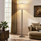 Luvkczc 62" Floor Lamp,3-Color Temperature Farmhouse Standing Lamp, Retro Rustic Tall Floor Lamps with Rotary Switch, Resin Standing Lamp for for Living Room,Bedroom,House, Office(Grayish Brown)