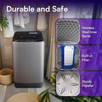 Portable Clothes Washing Machines 17.8LBS Full Automatic Washer and Spinner Combo with 10 Programs and 8 Water Levels, Compact Laundry Wash Machine for Apartment RV Dorm Home, Grey