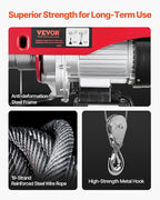 VEVOR Electric Hoist, 1320 lbs 120V Electric Winch with 328 ft Wireless & 14 ft Wired Remote Control, 40 ft Single Cable Lifting Height, Single/Double Slings, Lift Hoist for Garage Warehouse Factory