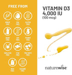 NatureWise Vitamin D3 4000iu (100 mcg) 30-Day Supply for Immune Support, Healthy Muscle Function, and Bone Health - Non-GMO, Gluten Free in Organic Extra Virgin Olive Oil, (Mini Softgel), 30 Count