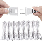 8-Pack Extension Cord 2 Prong,10FT Long Cords Extension for Indoor/Outdoor,US Male/Female Power Cable for NEMA 1-15P to NEMA 1-15R,White