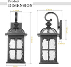 Darkaway Large Outdoor Wall Light, 22inch Exterior Light Fixture with Water Ripple Glass, Aluminum Outside Lights Sconces Exterior Lighting for House Porch Patio Doorway Garage