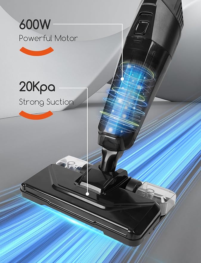 Stick Vacuum Cleaner with 3 Mop Pads Electirc Mop 600W 18kpa Powerful Suction Corded Upright Vacuum Lightweight Electric mop for Tile Hardwood Floor,Marble Cleaning