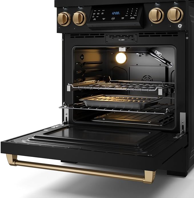Gordon Ramsay by THOR Kitchen 30 Inch Professional Gas Range with Tilt Panel Touch Control in Black/Bronze