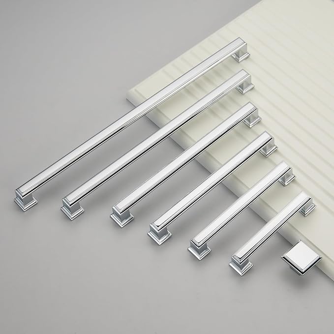 10 Pack 7.5 Inch(192mm) Hole Center Polished Chrome Modern Cabinet Pulls Kitchen Cabinet Handles Kitchen Cabinet Hardware Timeless Drawer Pulls for Dresser Cupboard Wardrobe, Chrome(7.5x10)