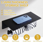 APLusee Matte Black Double Toilet Paper Holder with Shelf, 304 Stainless Steel Bathroom Tissue Roll Holder, Commercial Paper Dispenser Wall Mounted