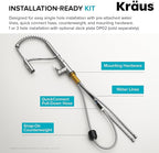 KRAUS Torak Pull Down Kitchen Faucet in Matte Black with Commercial Style Spring Spout, 2 Function Sprayer, Pre-Attached Water Lines, and Mounting Hardware, KPF-2635MB