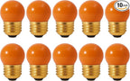 OHLECTRIC 10 Pack - S11 Ceramic Orange Night Bulbs | Dimmable | 7.5W Incandescent Light Bulb with E26 Medium Base | 40 Lumens Brightness | 2700K Warm White Light for Home Illumination