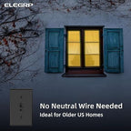 ELEGRP Digital Toggle Dimmer Switch for Dimmable LED, CFL and Incandescent Light Bulbs, Single Pole or 3-Way Toggle LED Dimmer Light Switch, Wall Plate Included, UL Listed, 1 Pack, Black