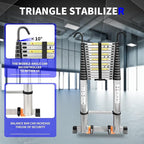 JADDUO 22.9FT Telescoping Ladder Aluminum Lightweight Extension Ladder with 2 Triangle Stabilizers Compact Collapsible Ladder for Home & Outdoor