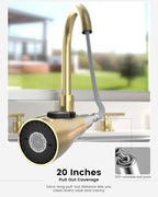 APPASO 4 Hole Kitchen Faucet, Gold Two Handle Kitchen Faucets with Sprayer, Modern High Arc 3 Hole Kitchen Faucet with Pull Down Sprayer，3 Modes Stainless Steel Kitchen Sink Faucet