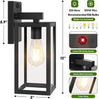 BesLowe 13" Upgraded Motion Sensor Outdoor Wall Lights, 2-Pack Dusk to Dawn Porch Light Outdoor Wall Sconce Lanterns, 3 Lighting Modes Exterior Lighting Fixtures, Black Outside Lights for House Garage