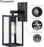 GRUENLICH Dusk to Dawn Large Outdoor Wall Lantern, PIR Motion Sensor Wall Sconce, E26 Base Max 60W, Metal Housing Plus Glass, Oil Rubbed Bronze Finish, Bulb Not Included, 2-Pack