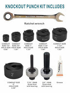 AMZCNC Manual Knockout Hole Punch Driver Kit 1/2 to 2 inch Electrical Conduit Hole Cutter Set KO Tool Kit ((Conduit Hole Size) 1/2"~2" Knockout Punch kit)