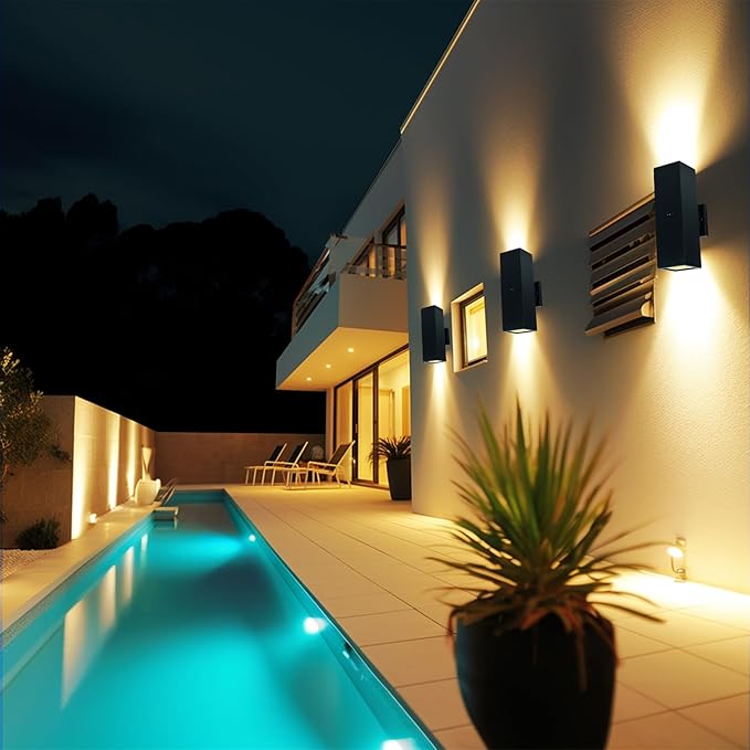 Motion Sensor Outdoor Wall Light with 3 Light Modes, Dusk to Dawn Modern Aluminum Sconce with E26 Bulbs, Waterproof Exterior Lighting for Porch, Garage, Patio, Entryway, ETL Listed