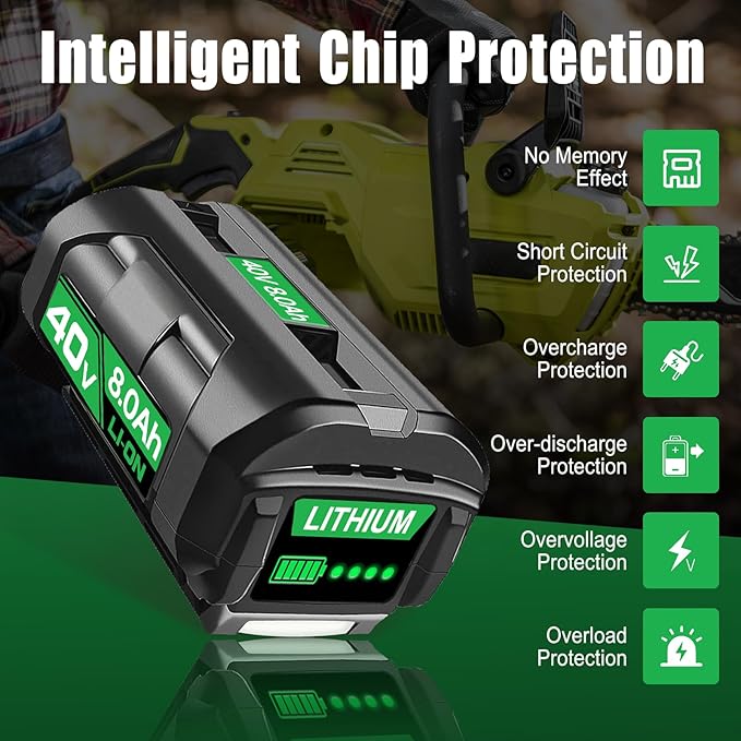 8000mAh Replacement Battery for Ryobi 40V Battery OP4015 OP4050A OP4040 OP4050 OP40201 Compatible with Ryobi 40V Cordless Power Tools (4pack)