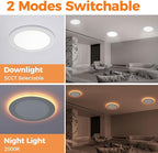 12 Pack 8 Inch 5CCT LED Recessed Ceiling Light with Night Light, Dimmable Canless Wafer Downlight, 2700K/3000K/3500K/4000K/5000K Selectable, Ultra-Thin, 15W, ETL, White