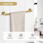 YACVCL Brushed Gold Bathroom Hardware Accessorie Set 23.6 Inch Towel Bar Set 5-Pieces Towel Rack&Holder Set for Bathroom,Upgraded Toilet Paper Holder with Shelf,Stainless Steel Wall-Mounted