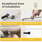 iFealClear 2 Pack Universal Metal Toilet Tank Flush Lever Replacement, Front Mount Handle Toilet Tank Trip Lever with 2 Pieces Stainless Steel Flapper Chains, Easy Install, Solid Brass, Matte Black