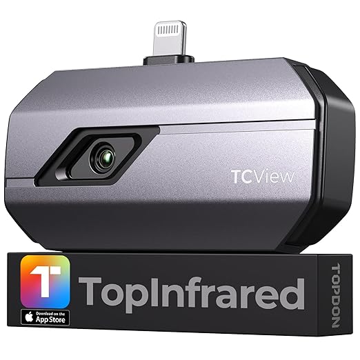 TOPDON TC002 Thermal Camera for iOS (iPhone & iPad), 512 x 384 Super Resolution, 256 x 192 IR High Resolution, Thermal Imager, Thermal Imaging Camera, -4°F~1022°F Temp Range, Support Video Recording