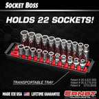 Ernst Manufacturing Socket Organizer Rails - Socket Boss 2-Rail 1/2-Inch-Drive Twist-Lock Socket Holder, 13-Inch, Red (8494) - Made in the USA
