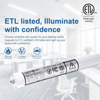 8ft T8 LED Bulbs 40W 80W Equivalent, 6000k Cool White 4000LM, FA8 Single Pin Tube Light, Dual-End Power Ballast Bypass, T8 T10 T12 Fluorescent Replacement, Clear Cover ETL Listed, 20-Pack