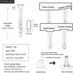 Flashing God Modern Chandelier,Chrome Chandeliers 6 Ring Led Foyer Chandeliers,Larger High Ceiling Chandelier for Living Room,Rectangle Chandelier for Entryway Staircase LED Dimming