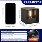 2 Pack LED 20W Outdoor Wall Lights Exterior/Interior 3 Colors Adjustable Wall Sconce Up and Down Light Porch Lights IP65 Waterproof Exterior Wall Sconce Modern Outdoor Lighting Square Aluminum Black