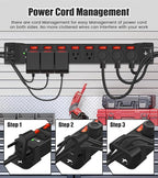 Heavy Duty Power Strip with Individual Switches,8 Outlets 14 Gauge Industrial Shop Garage Metal Multiple Outlets,1200J Surge Protector Mountable Power Strip,6FT Extension Cord Management(Black)