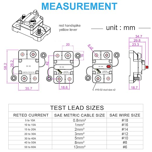 E69 15 Amp Circuit Breaker T3 Manual Reset UL Certified Waterproof IP66 Protection Mini Surface Mount IP66 15A Switchable
