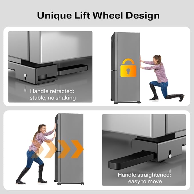 Appliance Rollers Heavy Duty,Newest Extendable Appliance Sliders,Liftable Washing Machine Base,Easily Move Washer and Dryer Machines,Refrigerators,Furniture-Grey