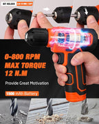 139-Piece Tool Set - Tool Kit with 8V Cordless Drill Driver in ToolBox Storage Case, General Household Drill Set for Home Repairs, Handyman, DIY Projects