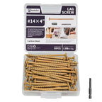 Lag Screws 4 Inch, 50PCS Heavy Duty Construction Screw, Structural Wood Screw #14 x 4, Rust Resistant, Washer Head, Yellow Coated Exterior Wood/Lag Screws, Star Drive with Bit
