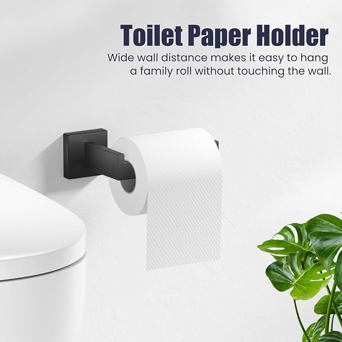 Bathroom Hardware Accessories Set: 12-Pieces Bath Towel Bar Set, Towel Racks for Bathroom Wall Mounted, SUS304 Stainless Steel, Matte Black