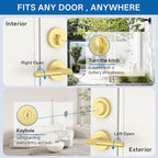 Amerdeco Front Door Lock Set with Double Cylinder Deadbolt, Black Exterior Entry Door Lever, Heavy Duty Entry Door Locksets for Left or Right Hand Exterior Door（Brushed Gold 2 Pack）