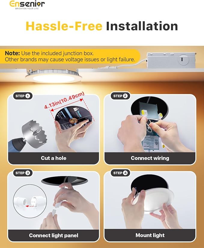 Ensenior 16 Pack 4 Inch LED Recessed Ceiling Light, Dimmable, 2700K Soft White, 750LM 9W 120V, High Brightness Canless Wafer Downlight - ETL&FCC&IC