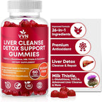 VVNaturals Sugar-Free 26-in-1 Liver Cleanse Detox & Repair Fatty Liver Formula Gummies; 3000mg Blend of Glutathione, Silymarin Milk Thistle, Choline, TUDCA | Liver Detox Gummies - 60 Vegan Ct