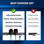 48'' All-Metal Garage Tool Organizer Wall Mount – Heavy-Duty Tool Rack Holds 450 lbs, Adjustable Hooks for Garage, Yard, and Garden Equipment